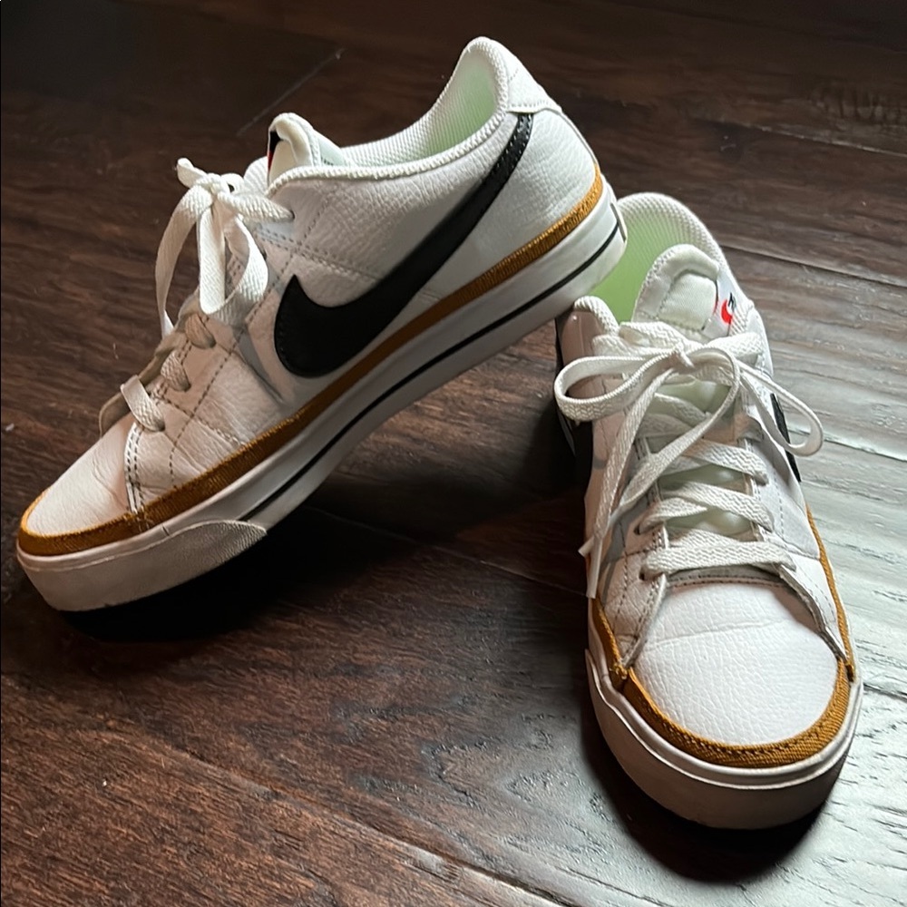 Nike White Sneakers with Neon Yellow Interior
